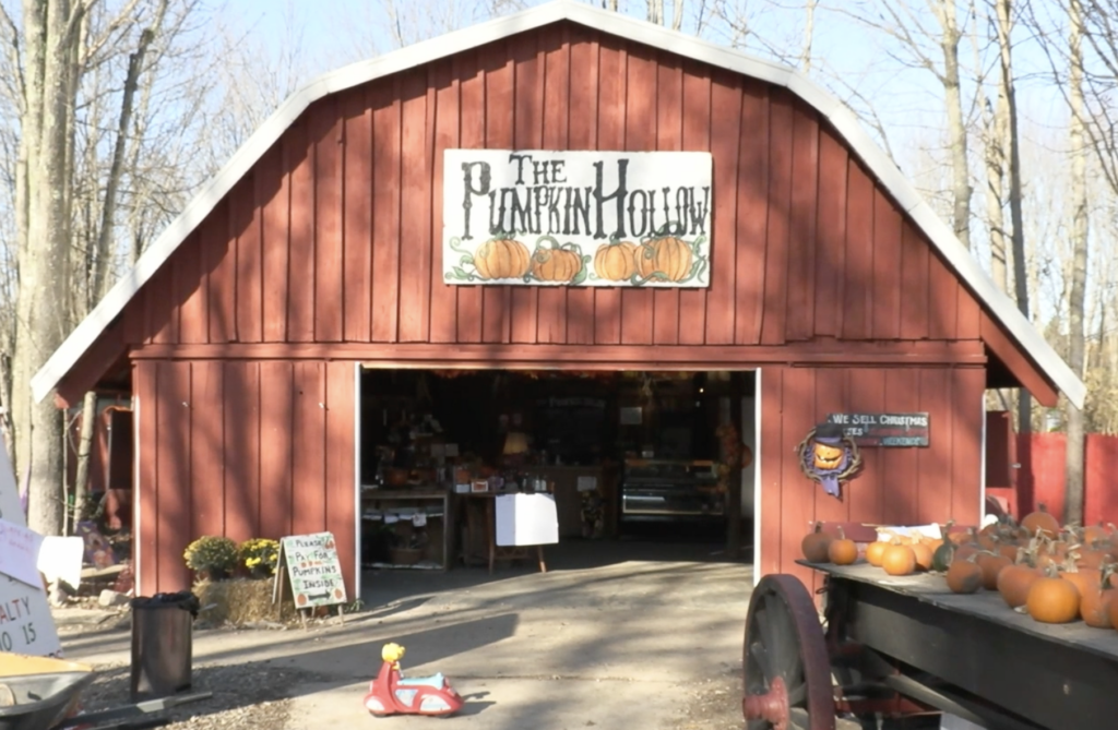 The barn at The Pumpkin Hollow where visitors can buy seasonal treats.